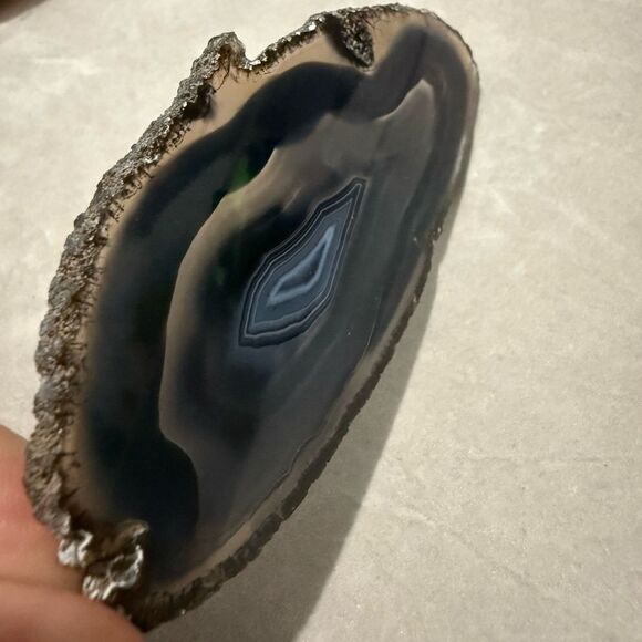 Polished Black Agate Slice – Natural Stone for Display or Crafts - Picture 11 of 16